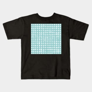 Beach day gingham tartan plaid in turquoise Kids T-Shirt